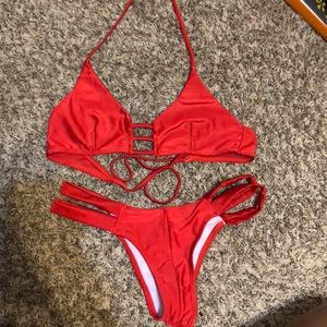 Red thong bikini
